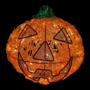 Vintage 12” Halloween Spun Spaghetti Plastic Pumpkin Jack O Lantern